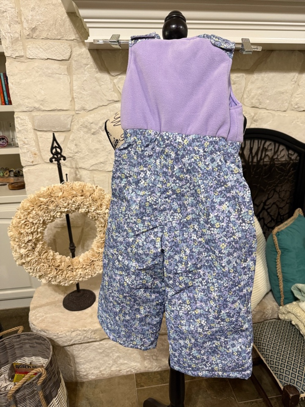 Free Country Lavender Floral Winter Bib Overalls